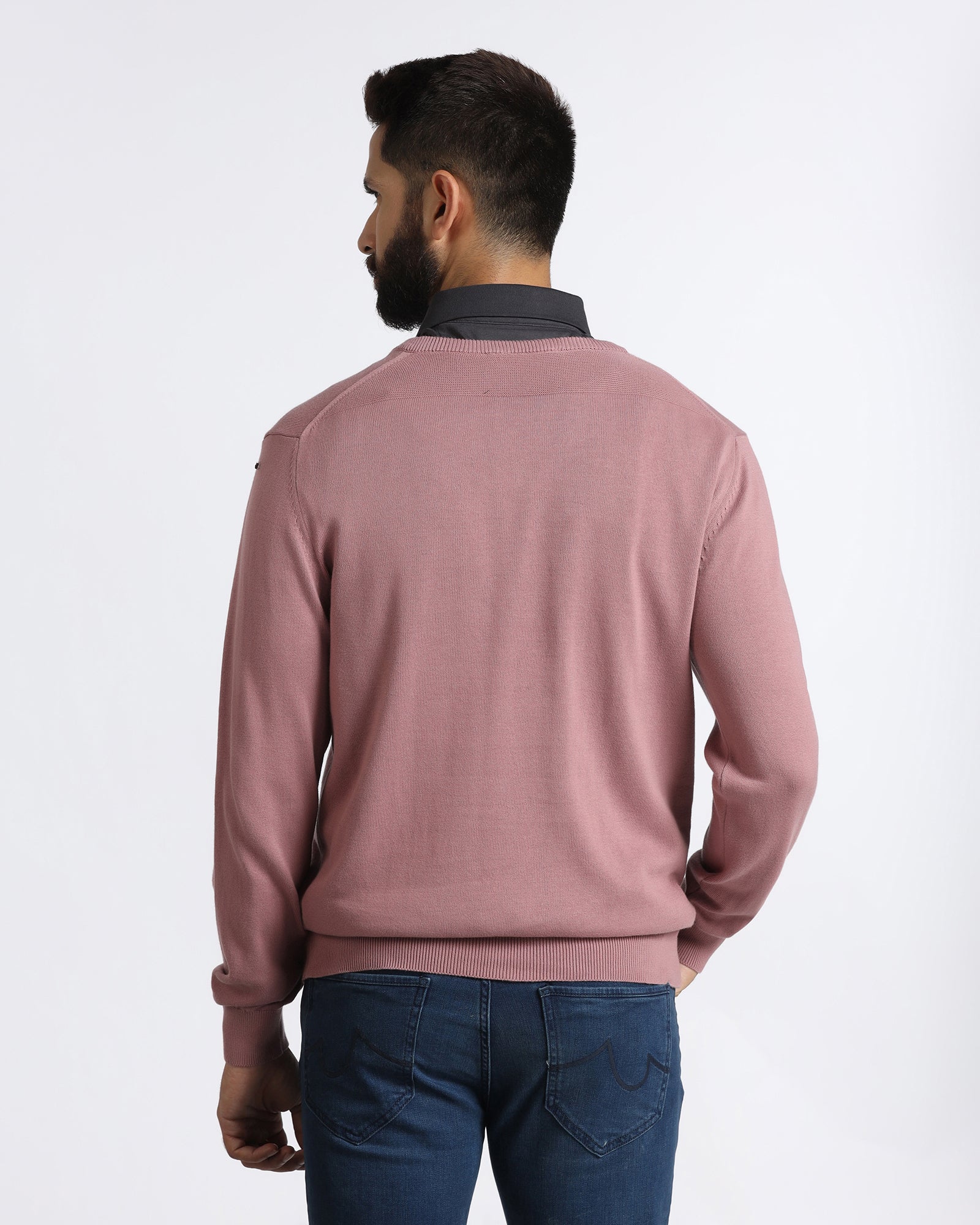 Lilac V-Neck Solid Sweatshirt - Vneckter