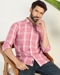 Linen Casual Pink Check Shirt - Yori