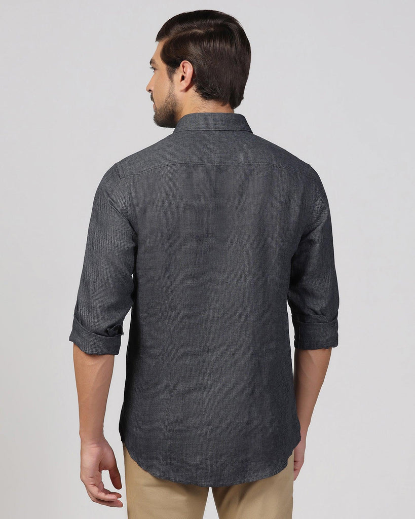 Linen Casual Black Check Shirt - Connor