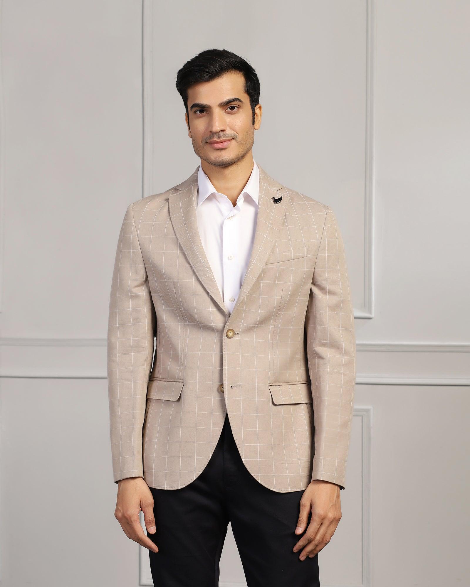 Buy Linen Casual Brown Check Blazer - Timothy Collection Buy Linen Casual Brown Check Blazer - Timothy Collection
