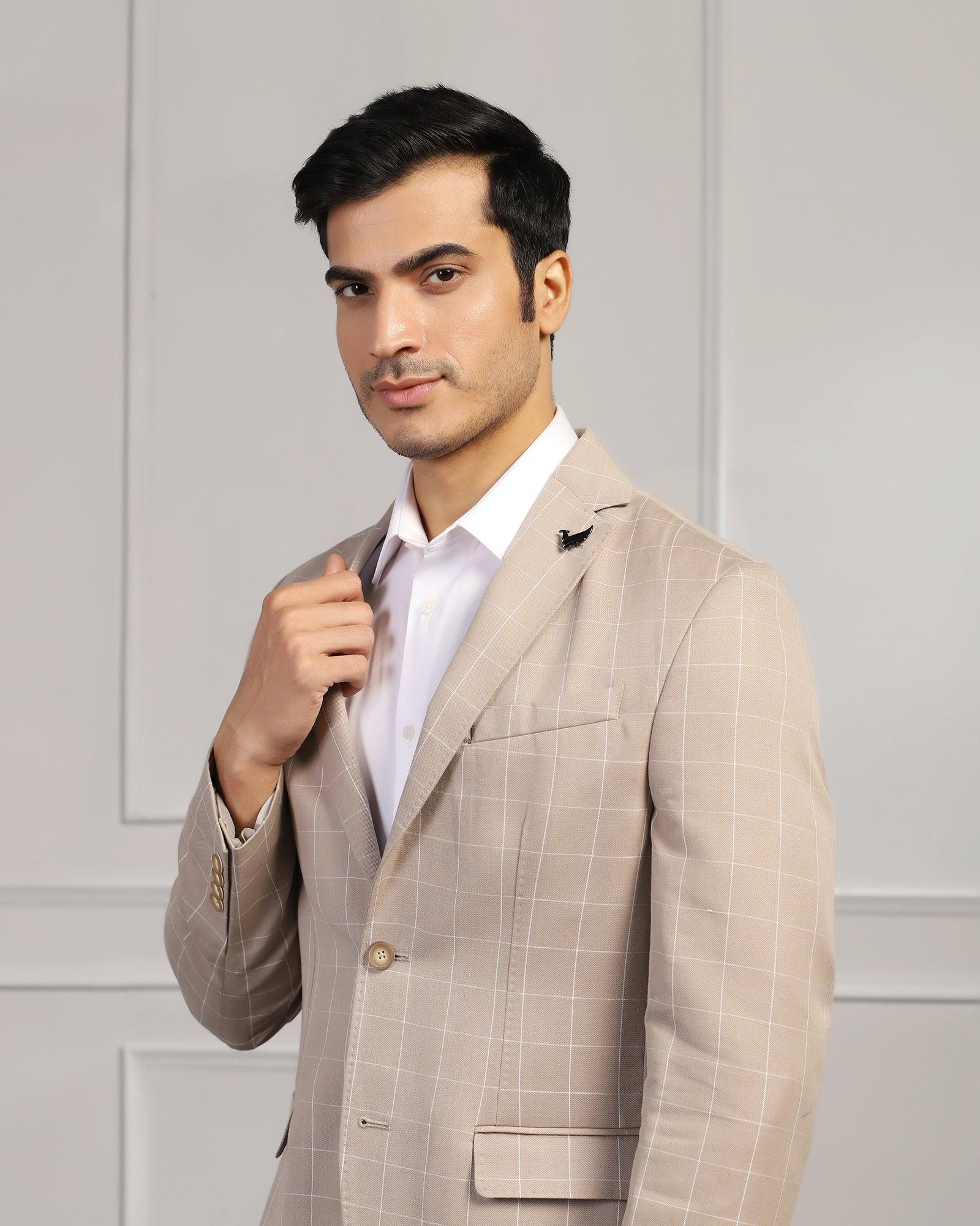 Linen Casual Brown Check Blazer - Timothy - Blackberrys