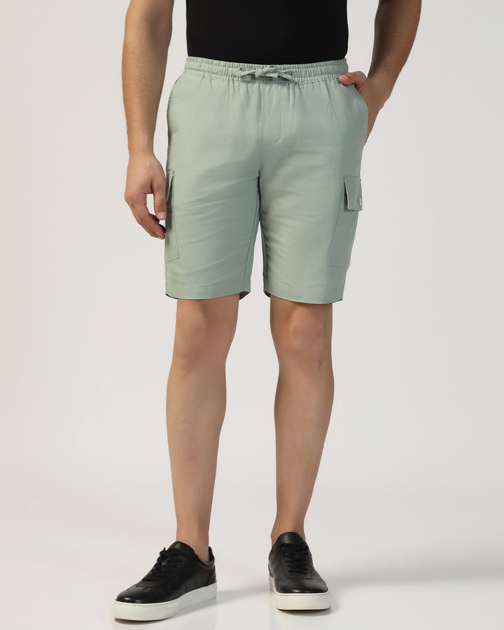 Linen Casual Green Solid Shorts - Kin