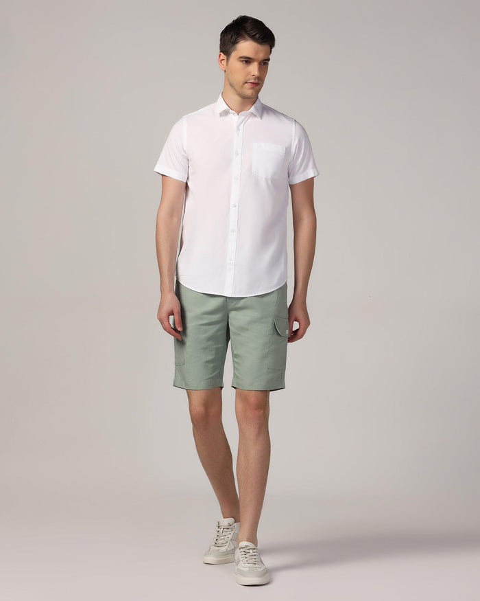 Linen Casual Green Solid Shorts - Kin