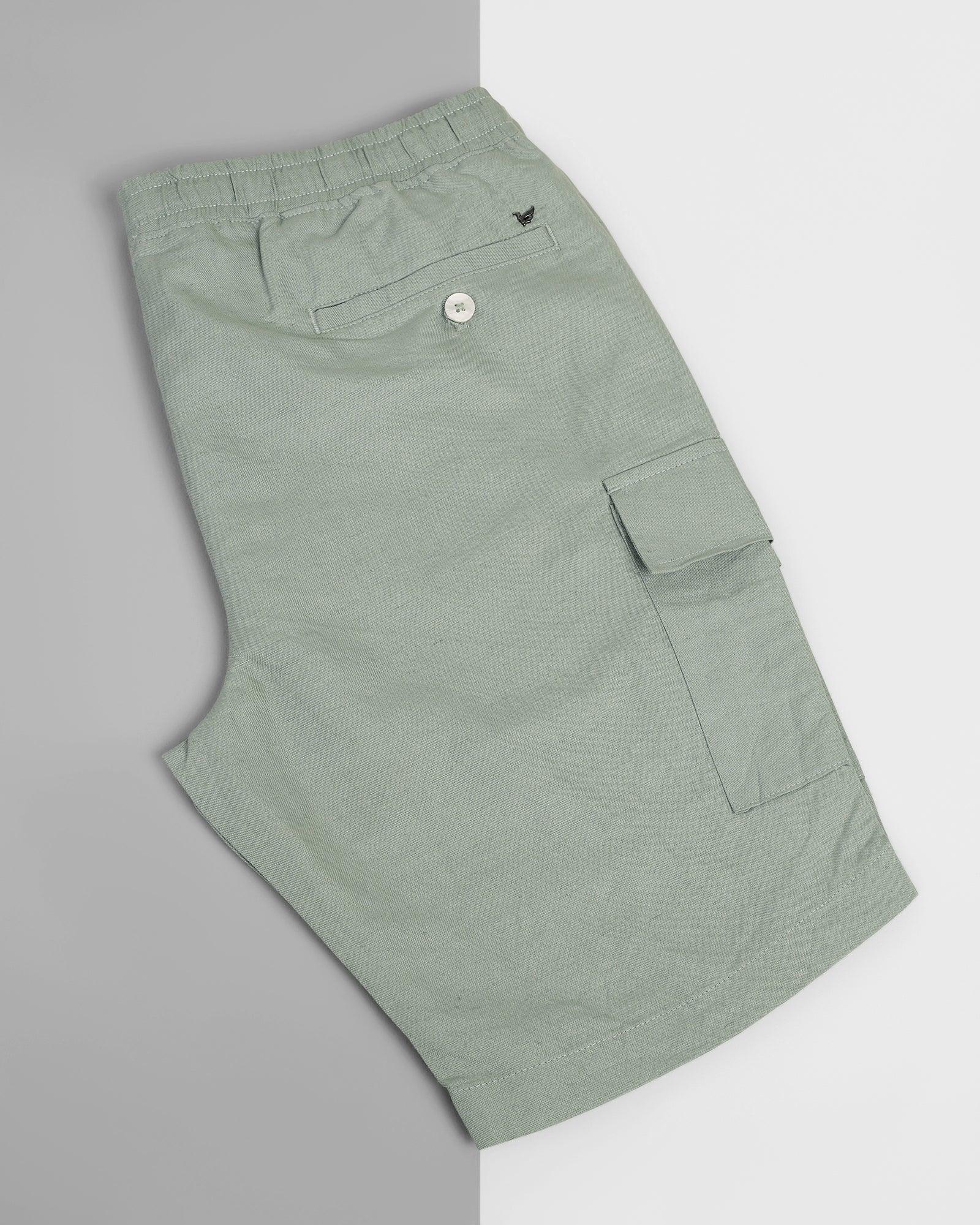 Linen Casual Green Solid Shorts - Kin