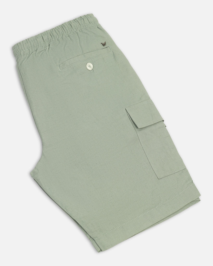 Linen Casual Green Solid Shorts - Kin