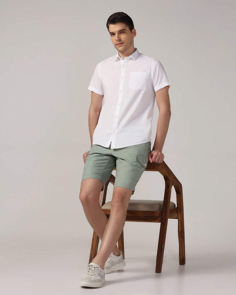 Linen Casual Green Solid Shorts - Kin