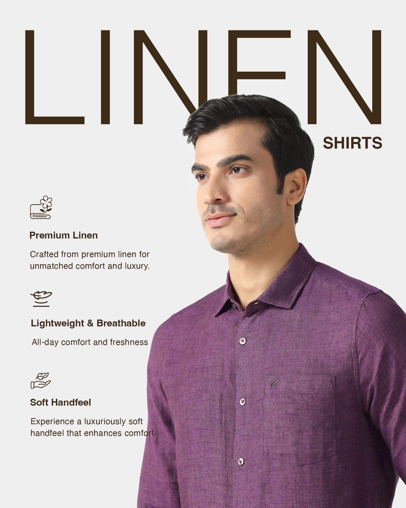 Linen Casual Lavender Solid Shirt - Bayek