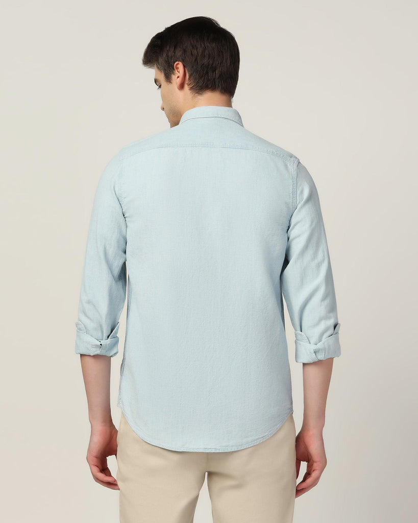 Linen Casual Light Indigo Solid Shirt - Laurent