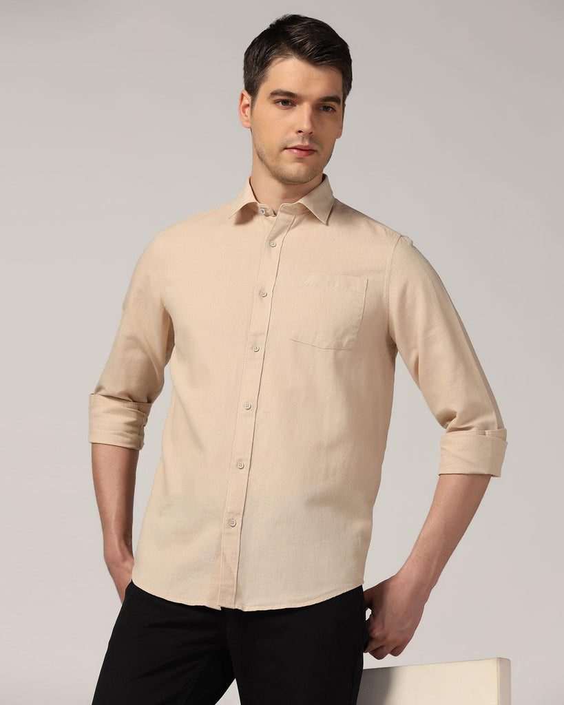 Linen Casual Natural Solid Shirt - Lang