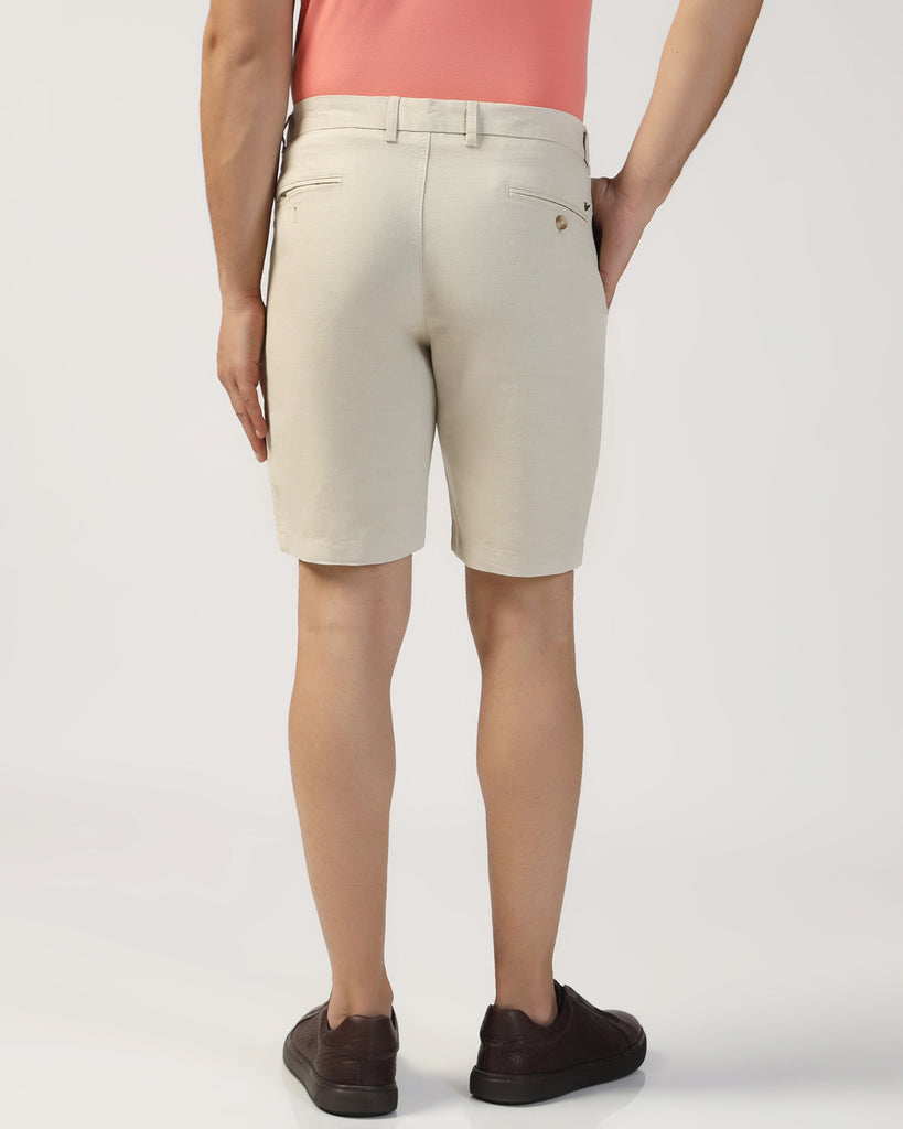 Linen Casual Natural Solid Shorts - Kin