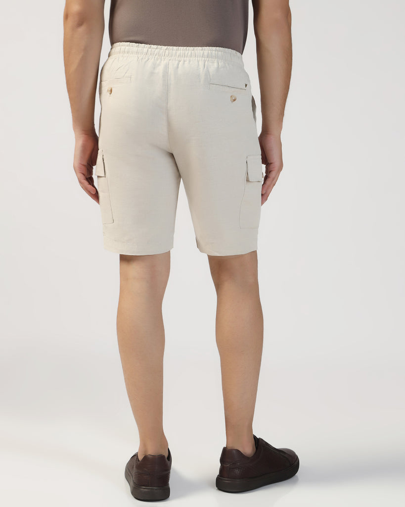 Linen Casual Natural Solid Shorts - Kin