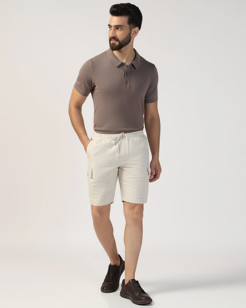 Linen Casual Natural Solid Shorts - Kin