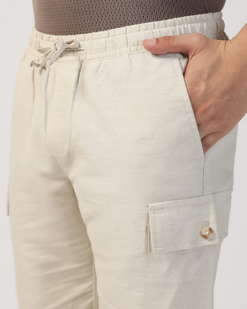 Linen Casual Natural Solid Shorts - Kin