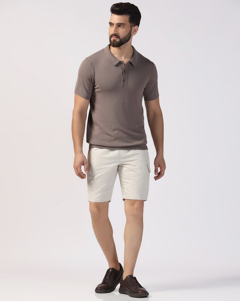 Linen Casual Natural Solid Shorts - Kin