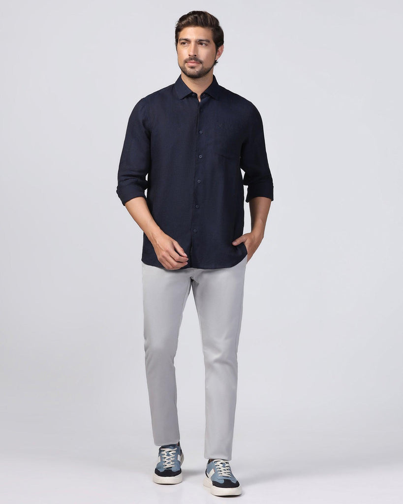 Linen Casual Navy Solid Shirt - Xander