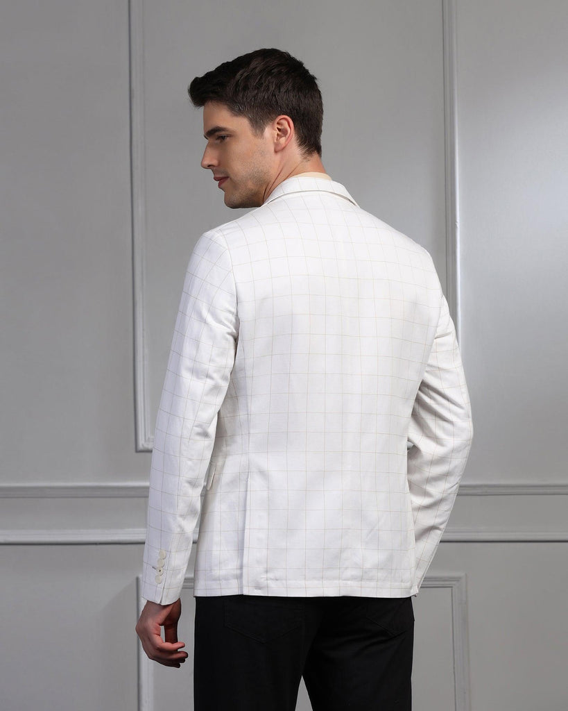 Linen Casual Off White Check Blazer - Timothy