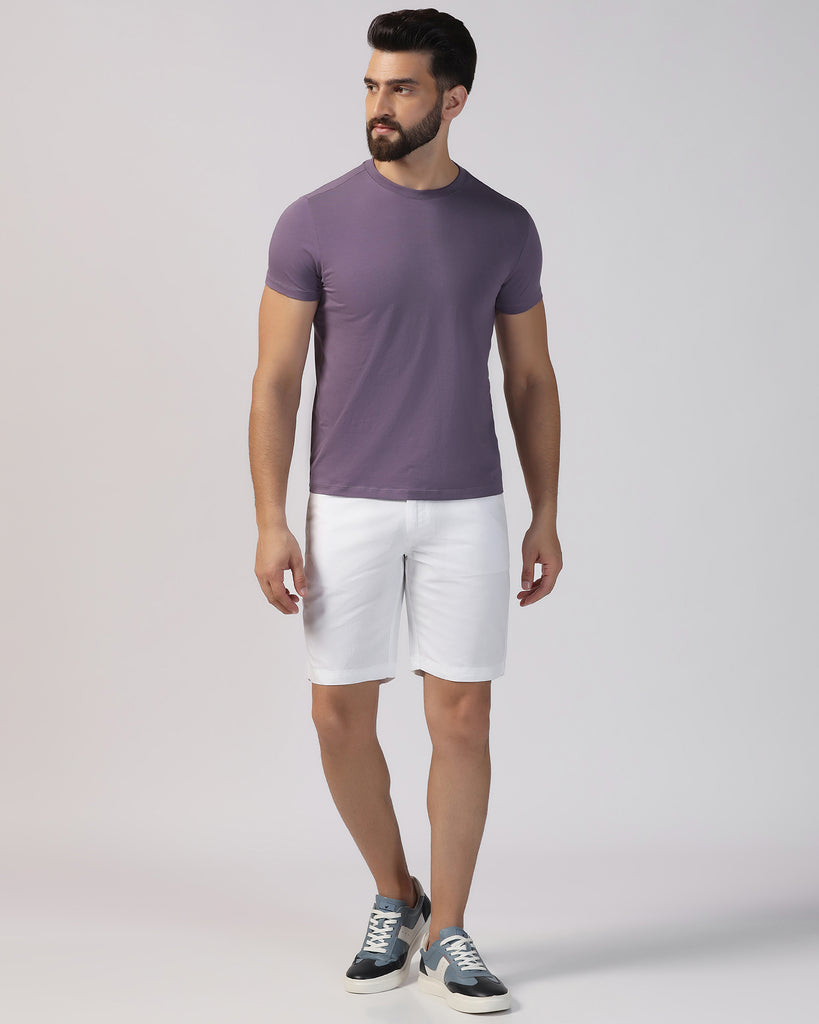 Linen Casual White Solid Shorts - Kin