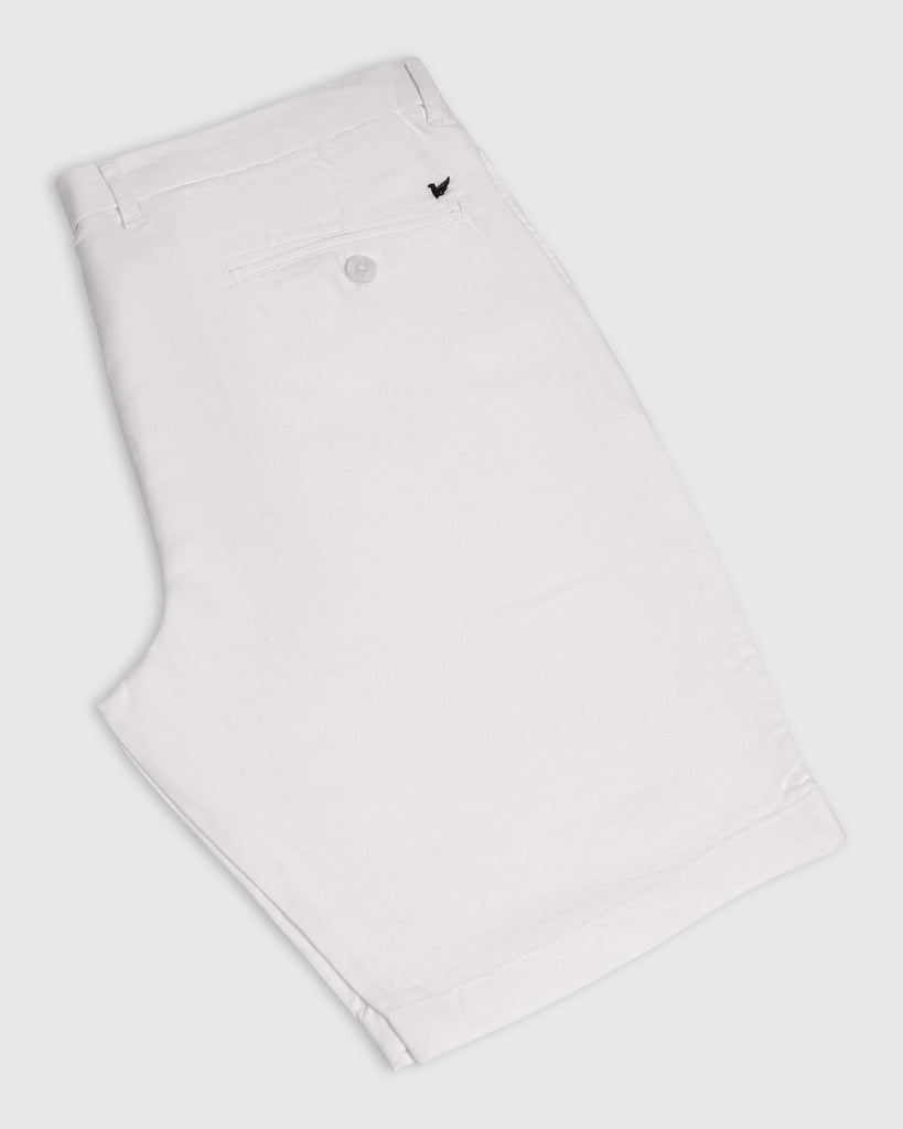 Linen Casual White Solid Shorts - Kin