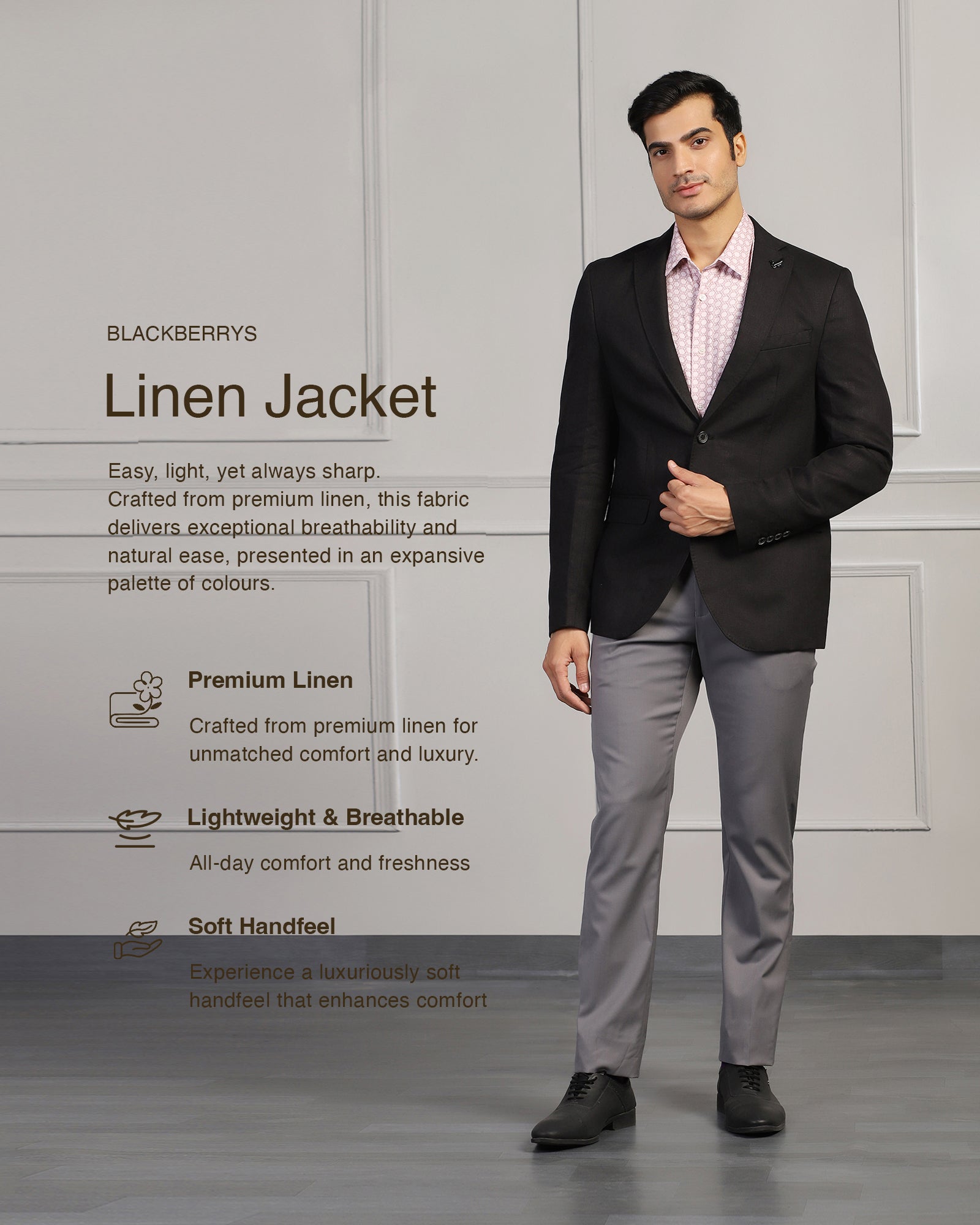 Linen Formal Black Solid Blazer - Jonah