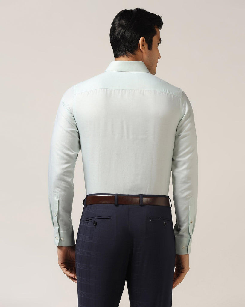 Linen Formal Green Textured Shirt - Veltry