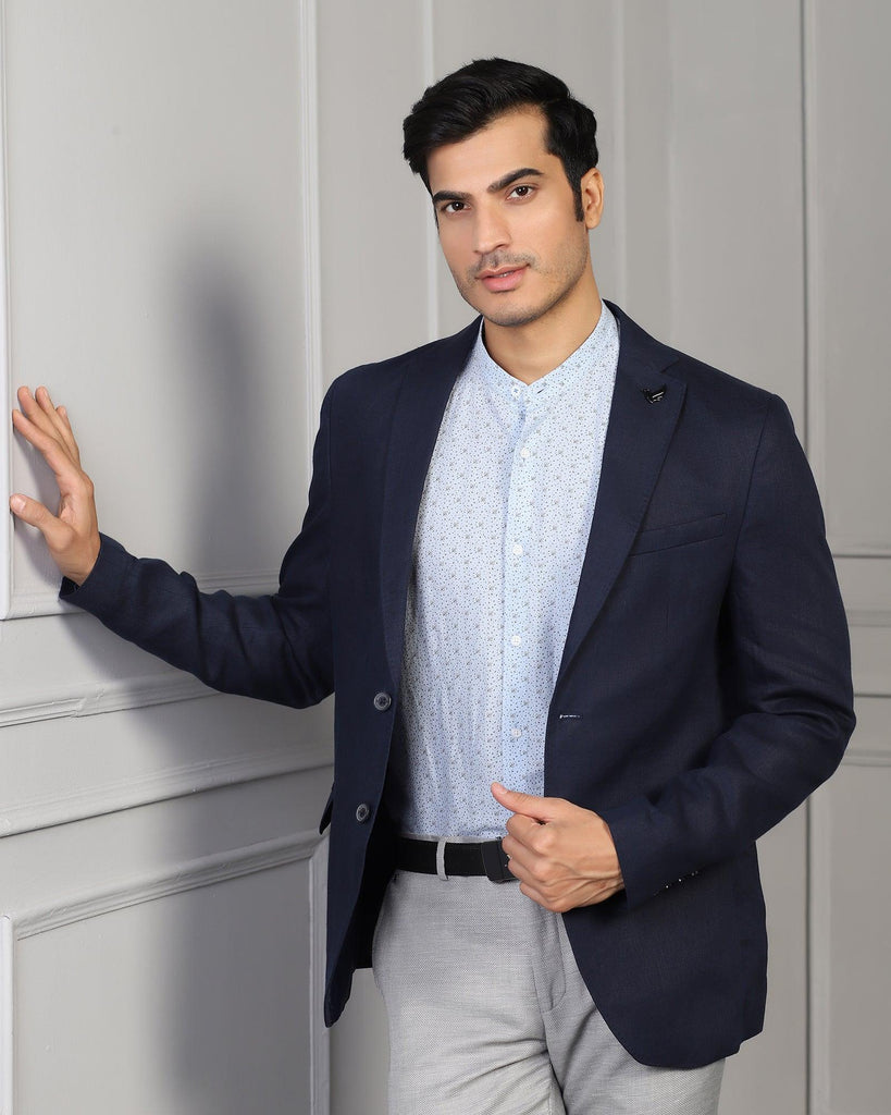 Linen Formal Navy Solid Blazer - Jonah