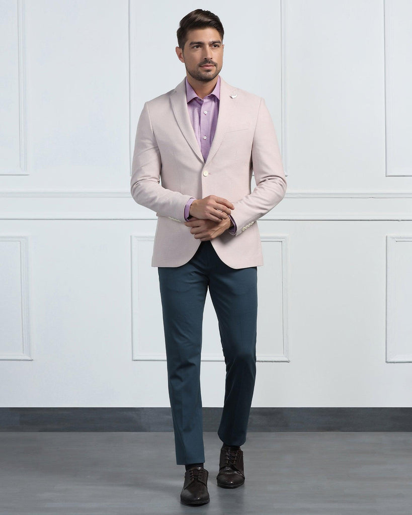 Linen Formal Pink Textured Blazer - Datsun