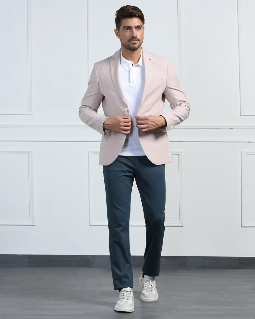 Linen Formal Pink Textured Blazer - Datsun