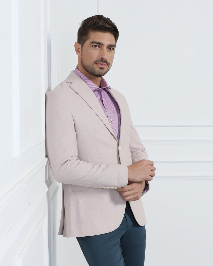 Linen Formal Pink Textured Blazer - Datsun