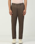 Linen Slim Comfort B-95 Casual Brown Solid Khakis - Edwin