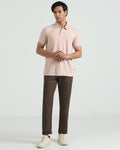 Linen Slim Comfort B-95 Casual Brown Solid Khakis - Edwin