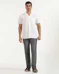 Linen Slim Comfort B-95 Casual Charcoal Solid Khakis - Chales