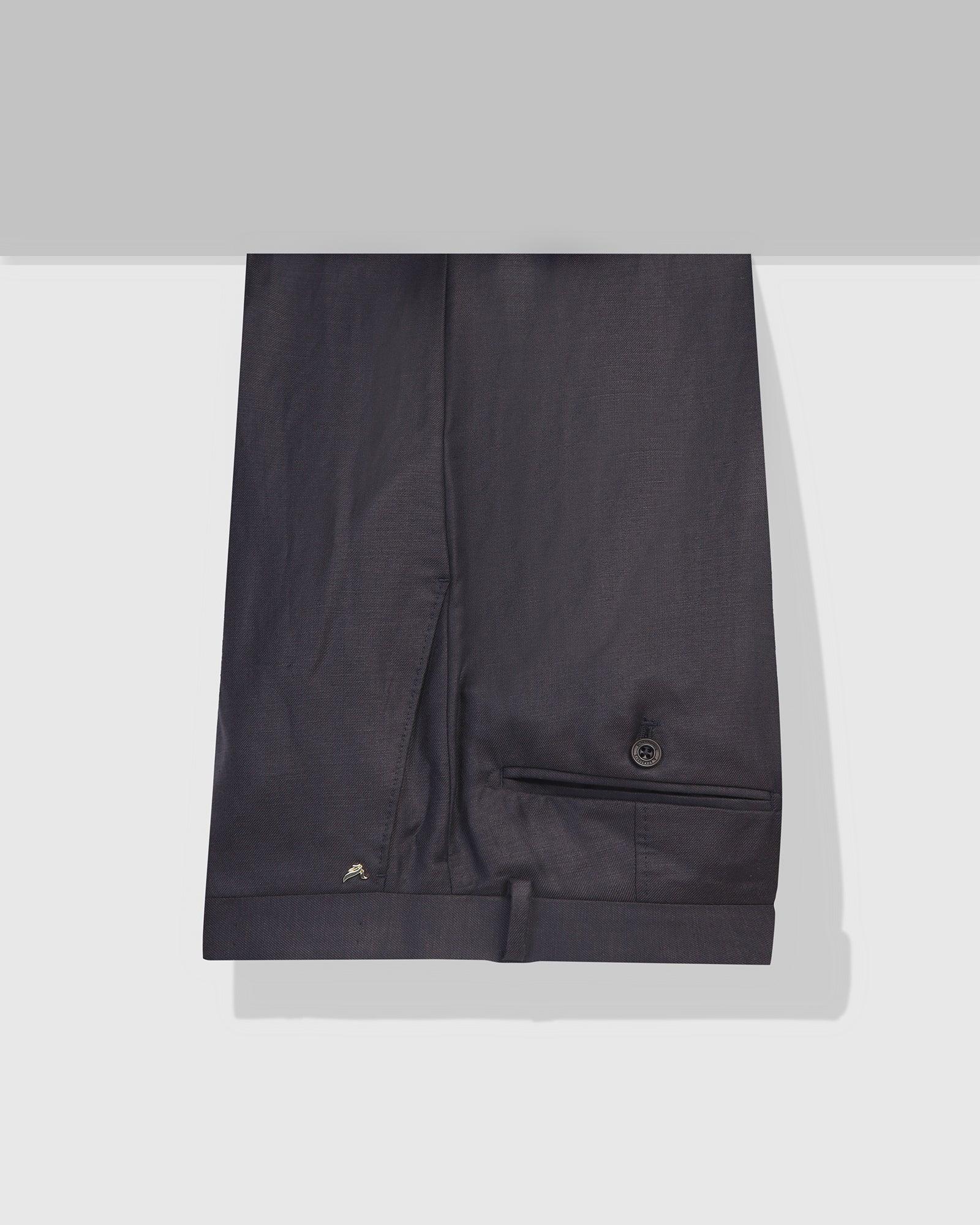 Linen Slim Comfort B-95 Formal Navy Solid Trouser - Platina - Blackberrys