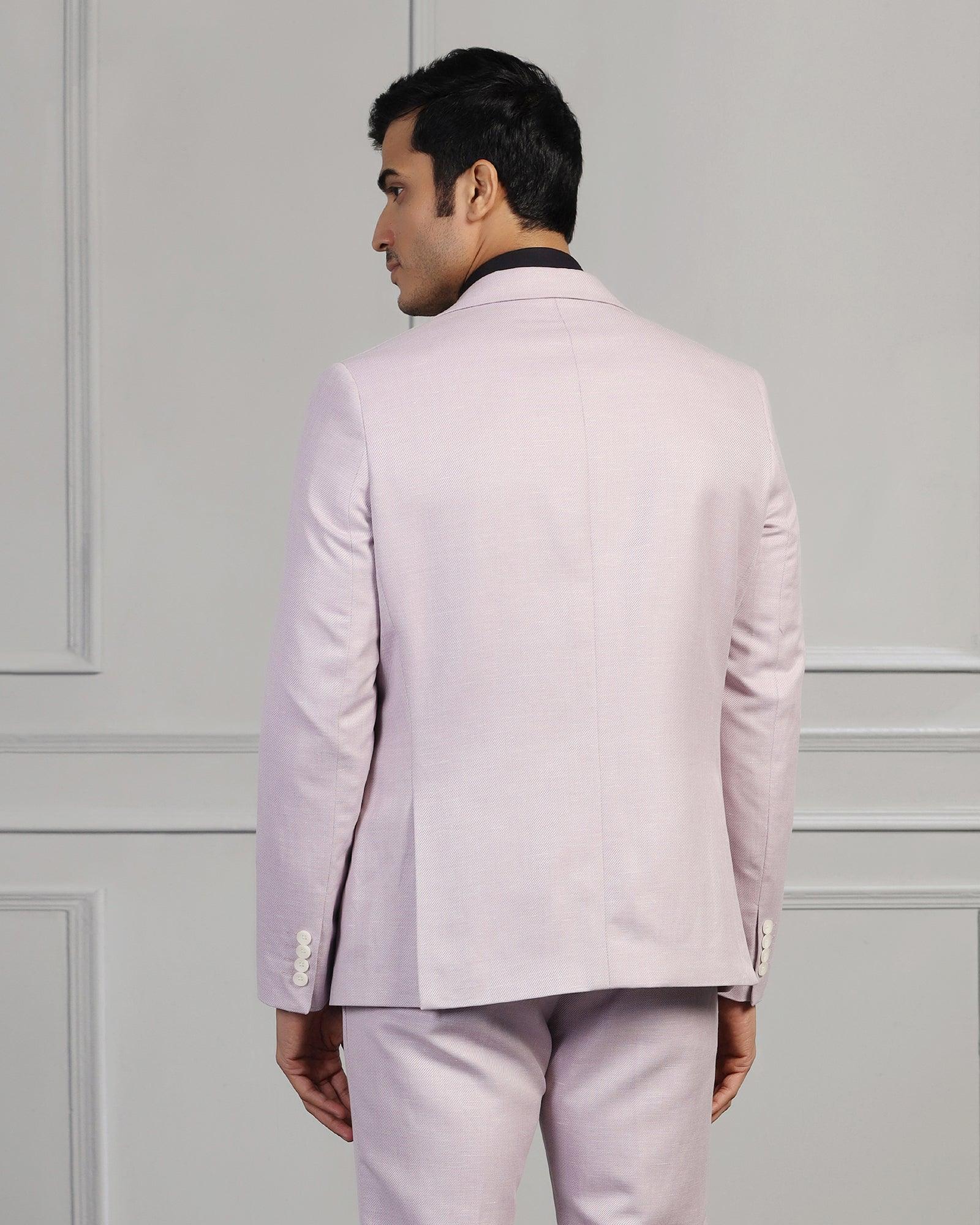 Linen Three Piece Lavender Textured Formal Suit - Mineral
