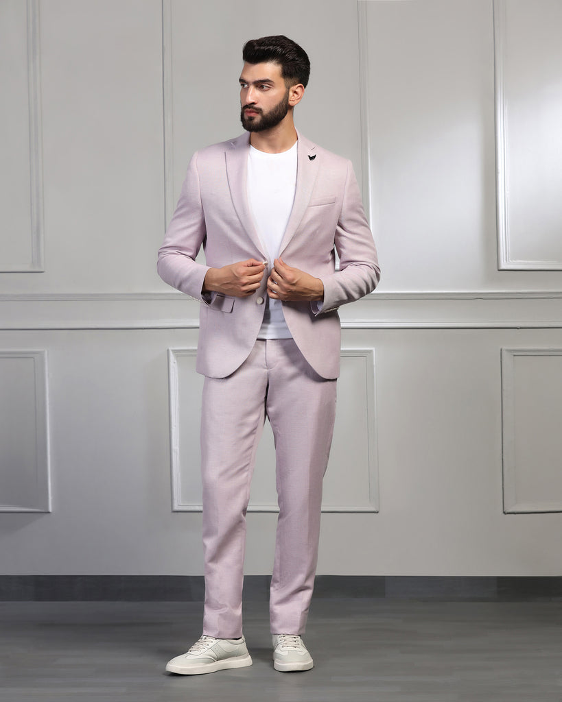 Linen Two Piece Lavender Textured Formal Suit - Mineral