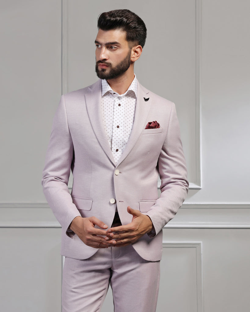 Linen Two Piece Lavender Textured Formal Suit - Mineral