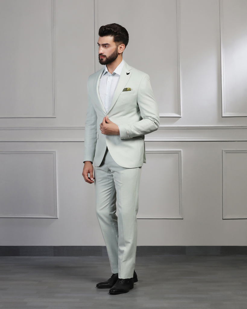 Linen Two Piece Mint Green Textured Formal Suit - Mineral