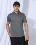 Luxe Polo Charcoal Grey Solid T-Shirt - Toll