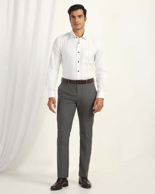 Luxe Slim Comfort B-95 Formal Grey Textured Trouser - Chanel