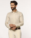 Luxe Linen Formal Beige Textured Shirt - Veltry