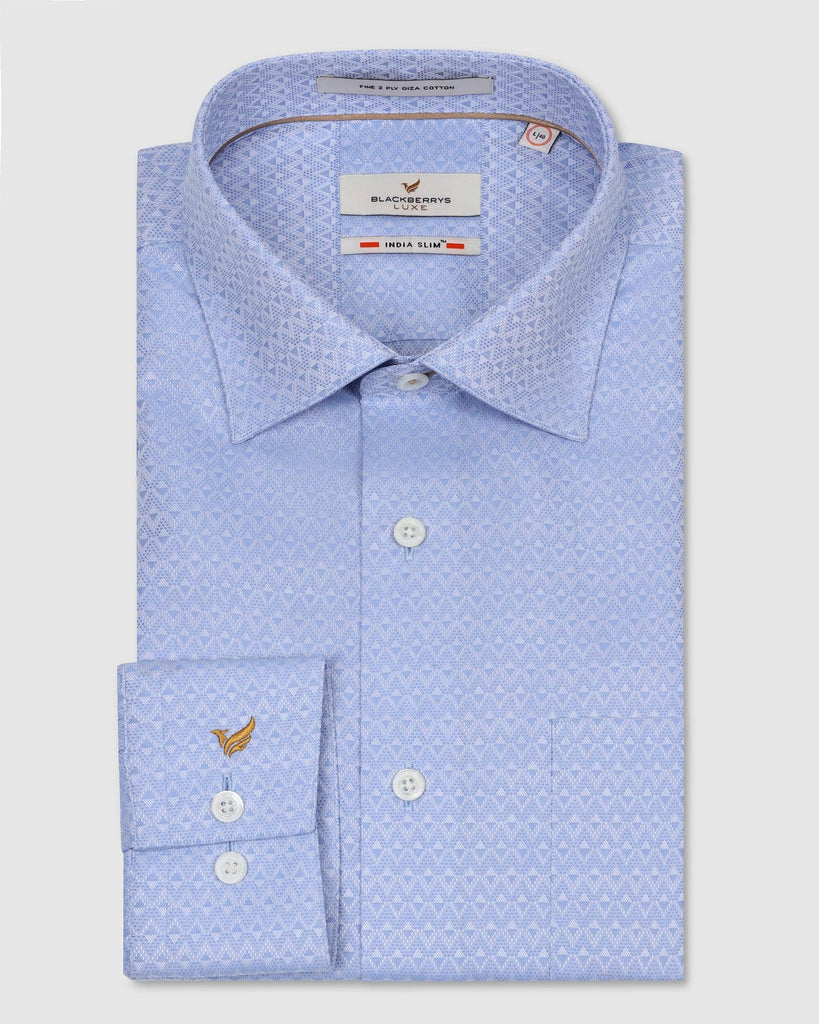 Luxe Formal Blue Printed Shirt - Advan