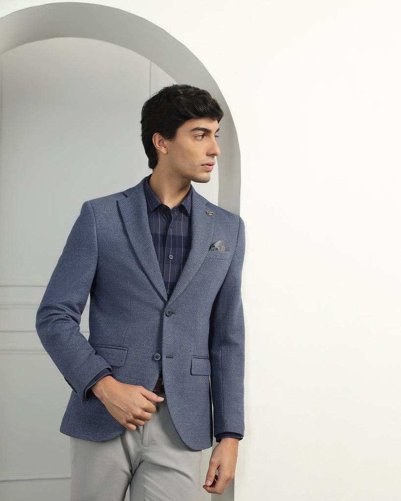 Luxe Formal Blue Textured Blazer - Baleno