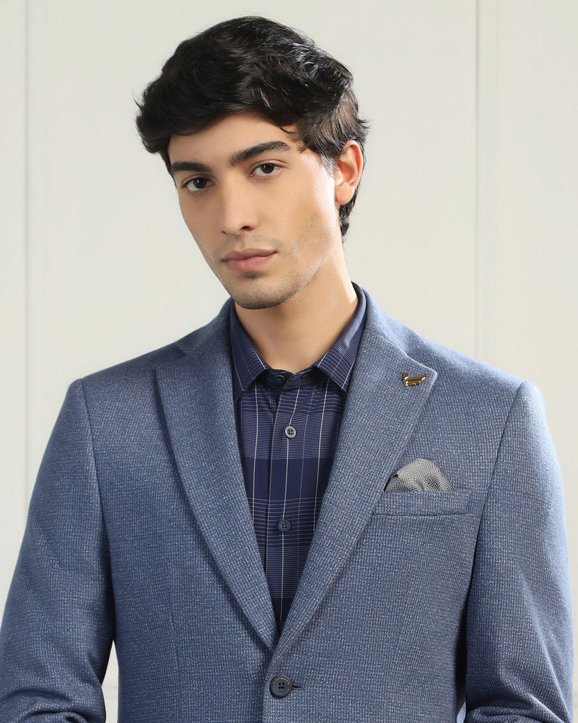 Luxe Formal Blue Textured Blazer - Baleno