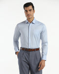 Luxe Formal Blue Jacquard Shirt - Castle