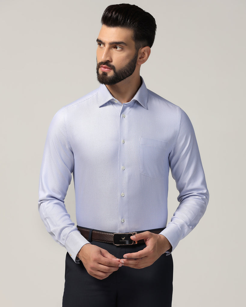 Luxe Formal Blue Textured Shirt - Plan