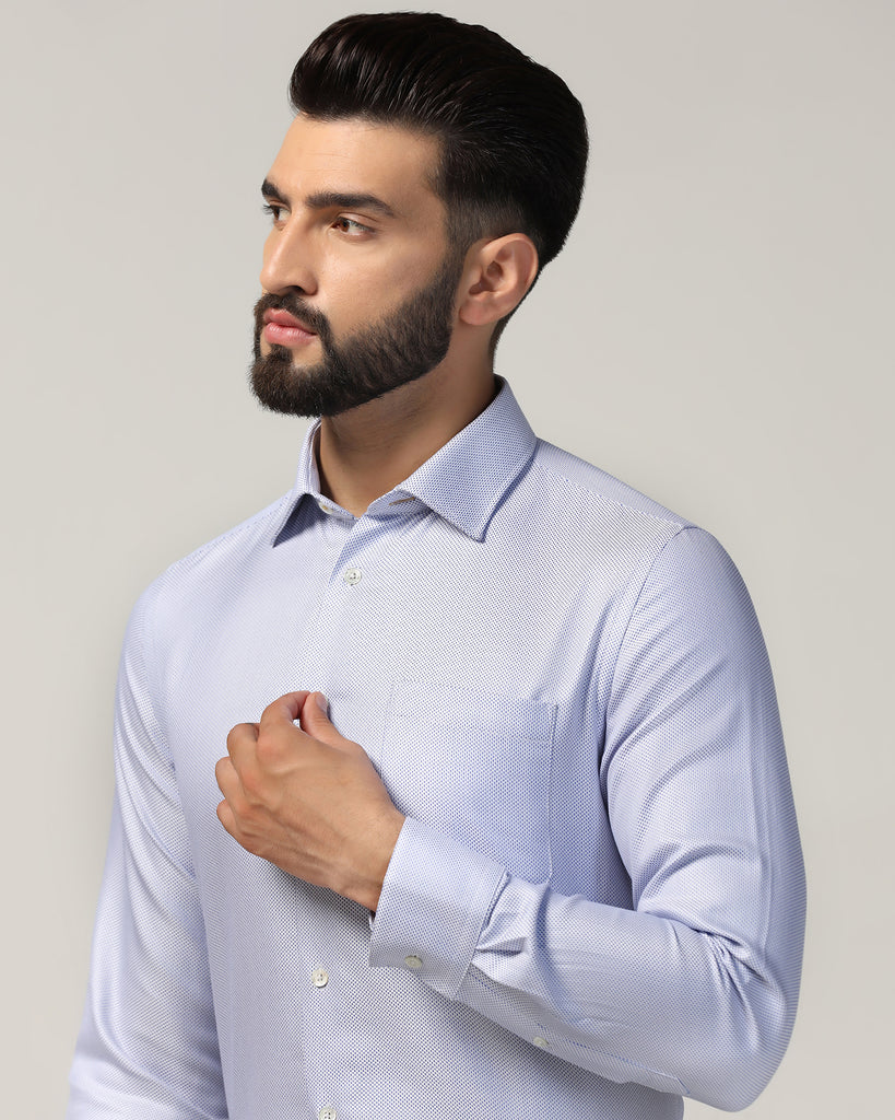 Luxe Formal Blue Textured Shirt - Plan