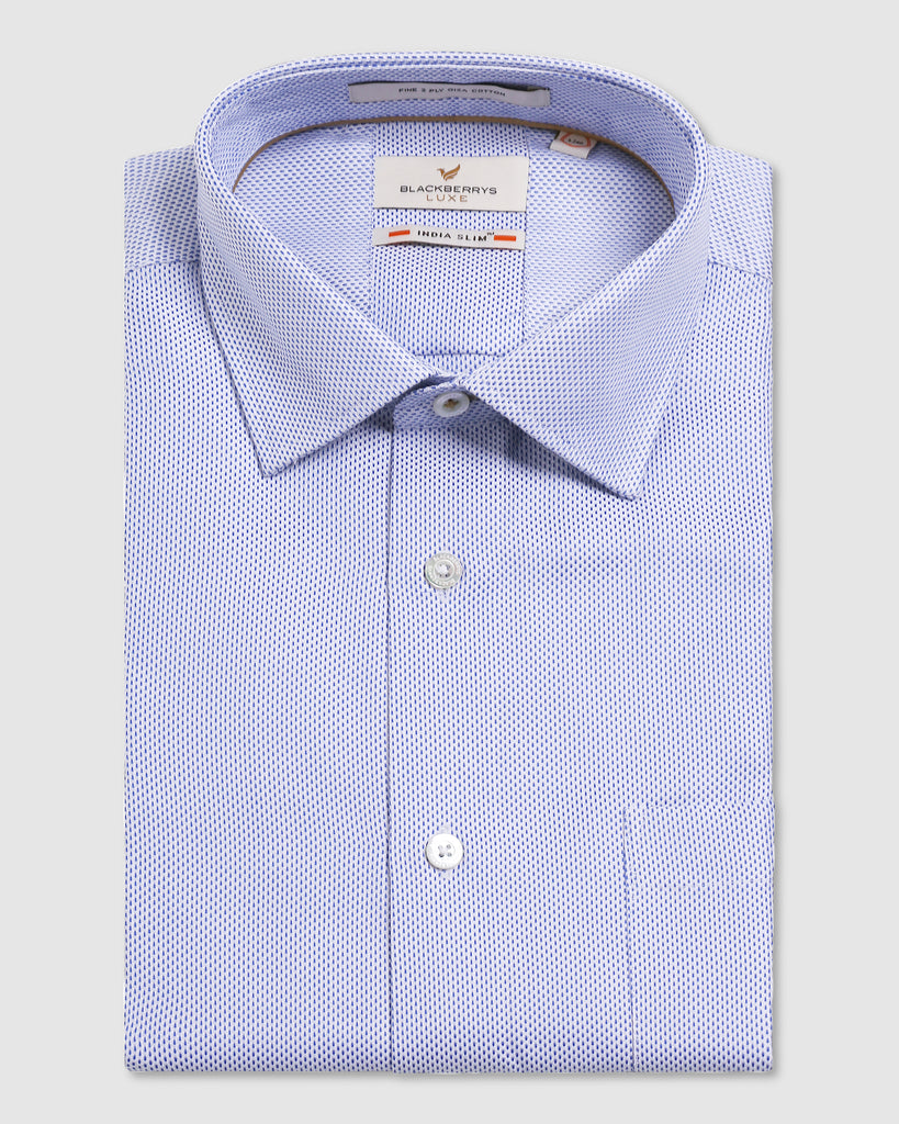 Luxe Formal Blue Textured Shirt - Plan