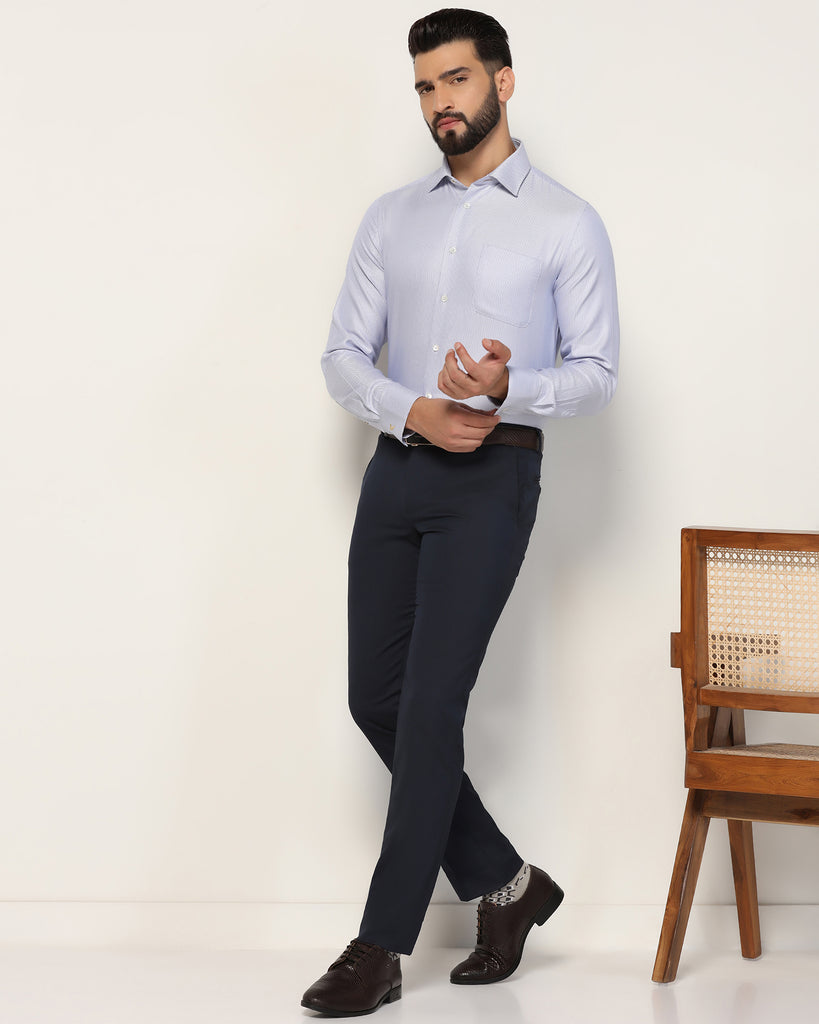 Luxe Formal Blue Textured Shirt - Plan