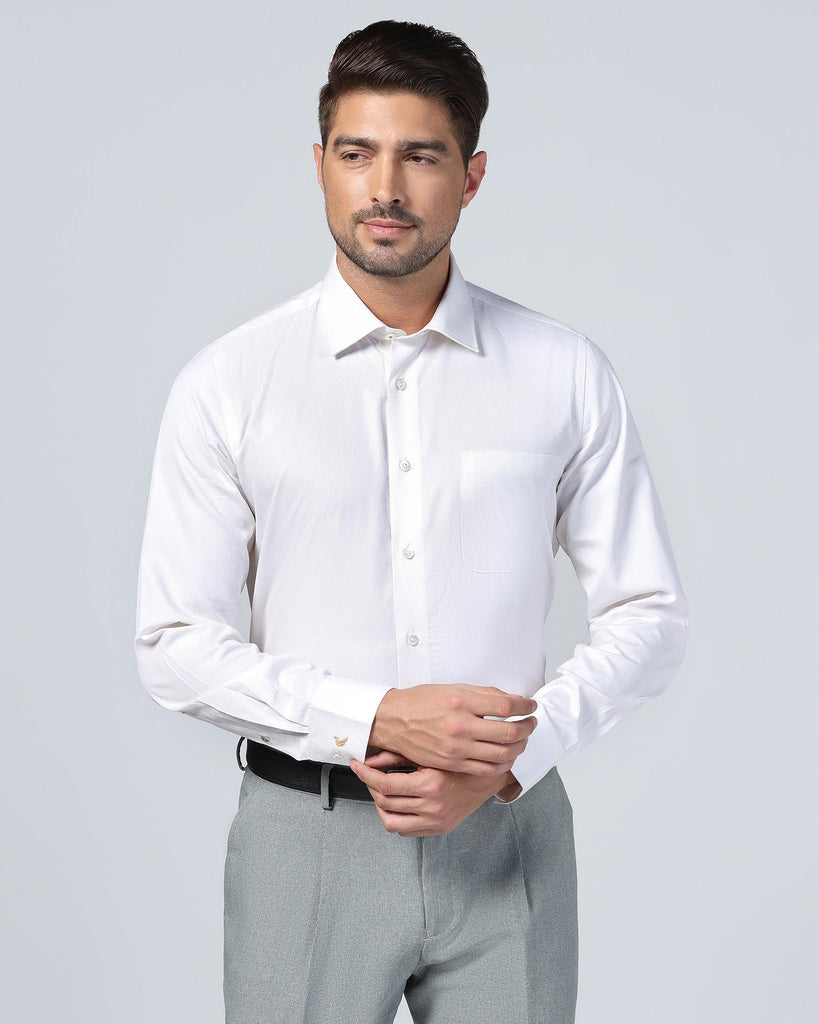 Luxe Formal Cream Textured Shirt - Hazel