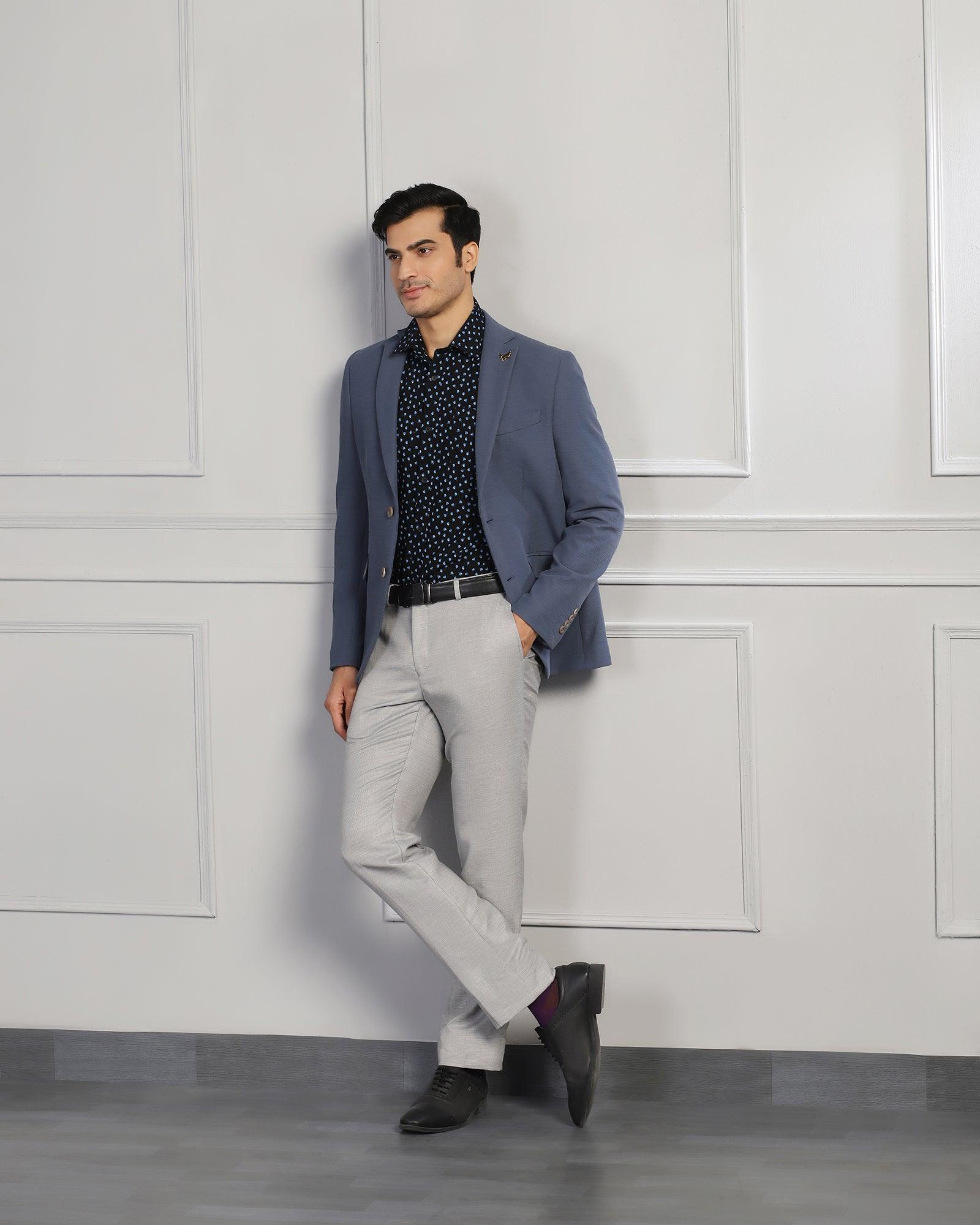 Luxe Formal Grey Textured Blazer - Cannes - Blackberrys