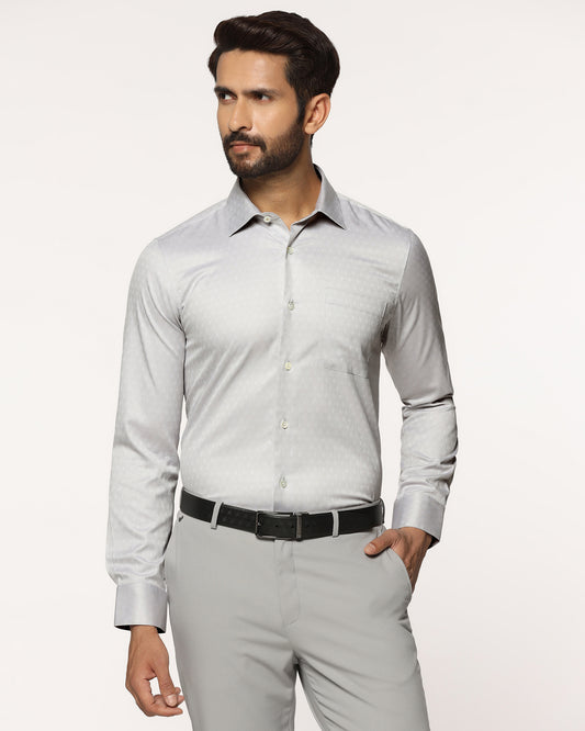 Luxe Formal Grey Jacquard Shirt - Castle